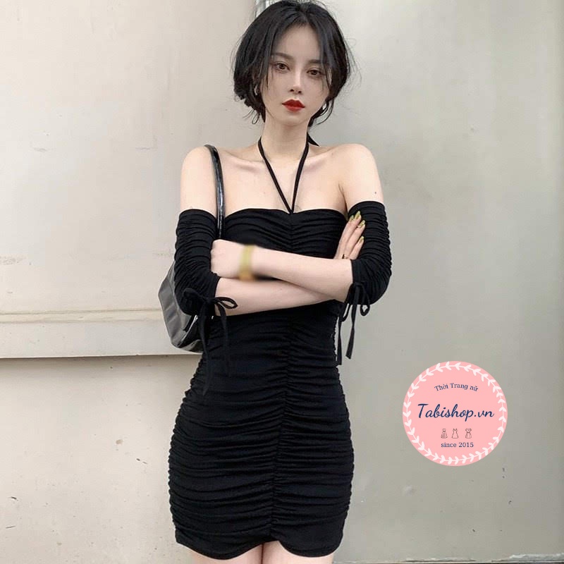 Đầm body cổ yếm Tabishop Váy nữ trễ vai nhún tôn dáng thích hợp đi tiệc đi chơi siêu hot | BigBuy360 - bigbuy360.vn