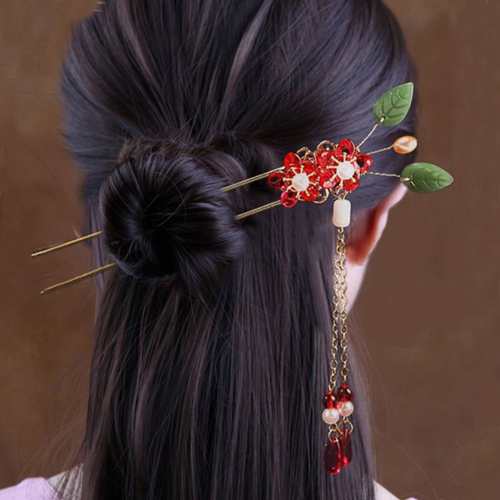 Trâm Cài Tóc Dáng Dài Đính Ngọc Trai Phối Tua Rua Phong Cách Hàn Quốc Cổ Điển Cho Nữ