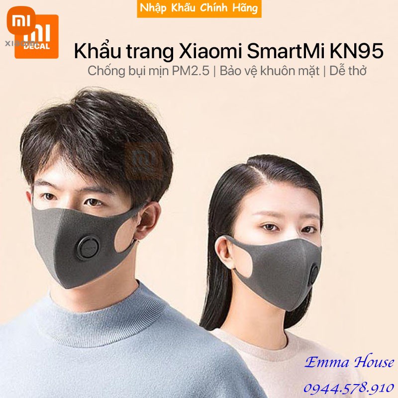 [Full box] Khẩu trang kháng khuẩn cao cấp Xiaomi smartmi KN95 (màu Đen)