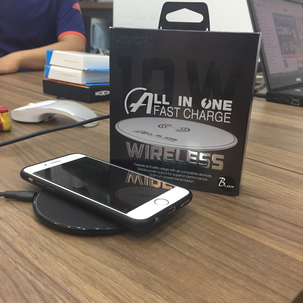Sạc Không Dây, Đế Sạc Không Dây ASPOR PowerPort QI 10W A251 Chính Hãng Bảo Hành  6 Tháng