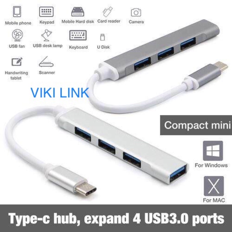 Cáp chuyển tin hiệu Type C sang 4 cổng Usb 3.0 - Hup chia cổng type C