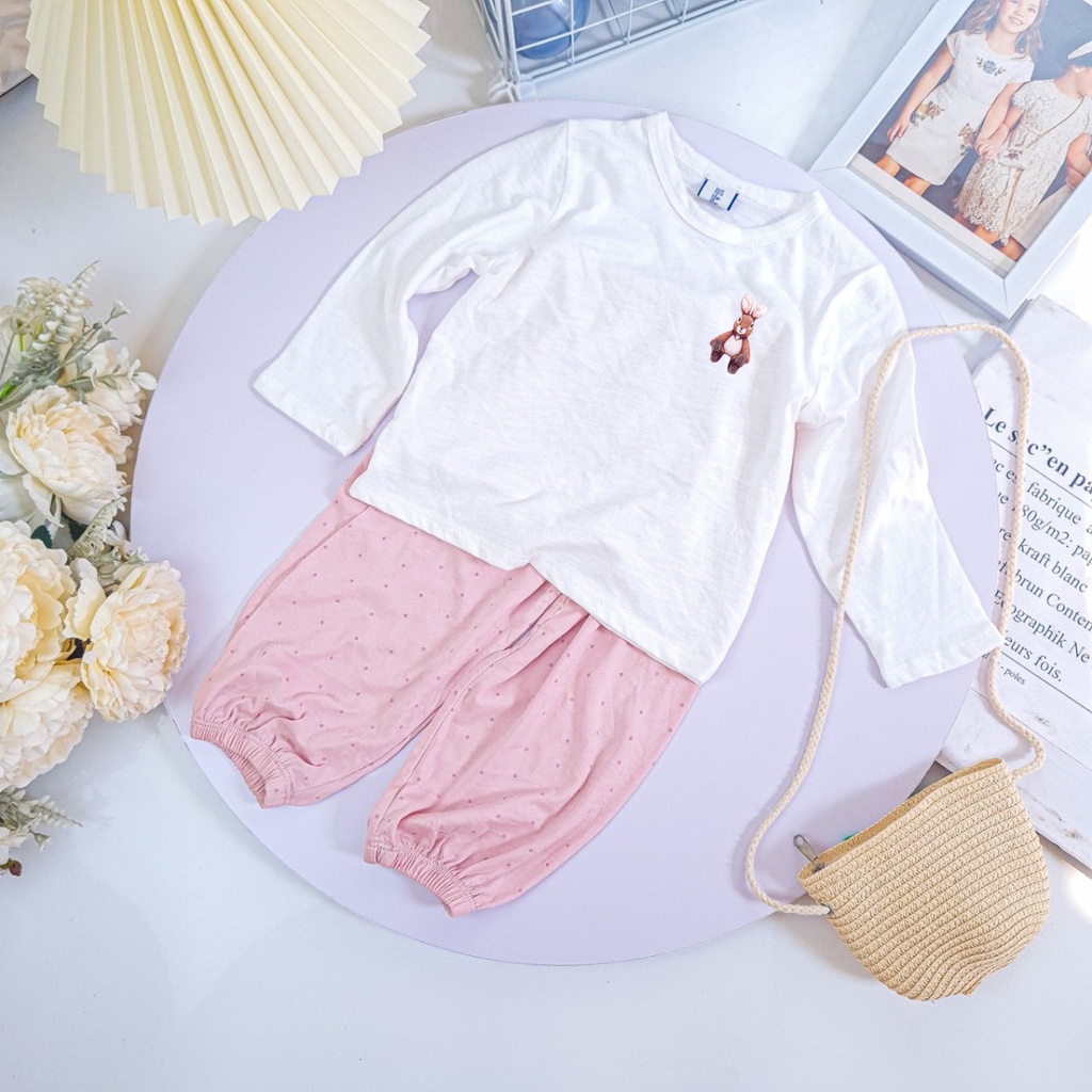 Đồ Bộ Cho Bé Gái, Bộ Cotton Dài Tay Siêu xinh, chất cotton đẹp, shop Mamikid