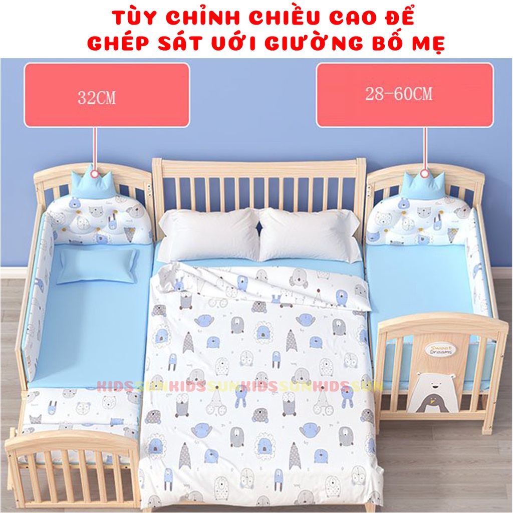 Giường Cũi Đa Năng 6 in 1 cho Bé Kidssun Tặng Bộ Quà 5 Sản Phẩm An Toàn Tiện Lợi Bảo Hành 3 Năm