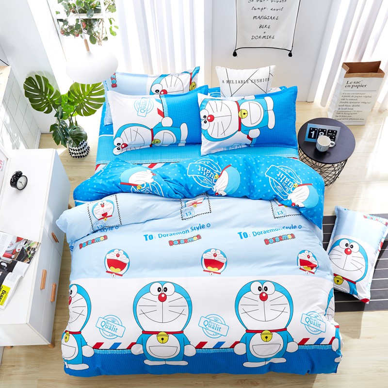 Set 5 chăn hè Poly Cotton Mẫu DORAEMON TEM THƯ Dành Cho Các Bé Nhà Mình