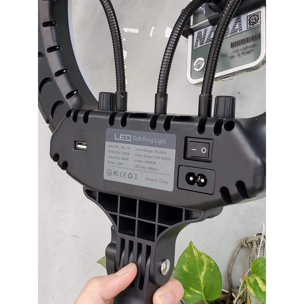 Đèn LED RL14 36cm hỗ trợ Livestream 3 điện thoại, Makeup, chụp hình studio, bán hàng online facebook tiktok đổi 3 màu