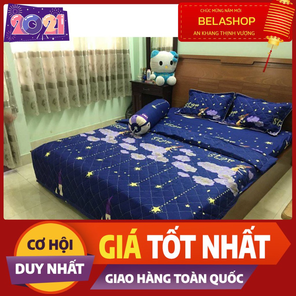 Bộ ga gối kèm vỏ gối ôm 1m8 Drap Cotton Poly Vikona mã GGO22