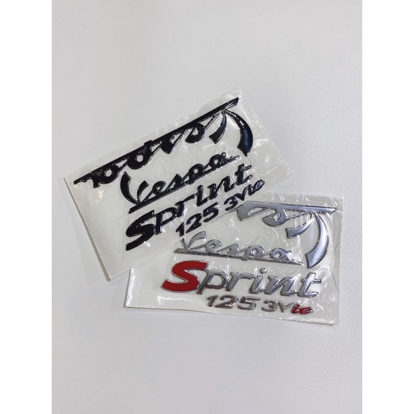 Tem nổi chữ VESPA Sprint 125 3Vie màu trắng, màu đen dán thay thế tem zin theo xe, có sẵn keo phía sau
