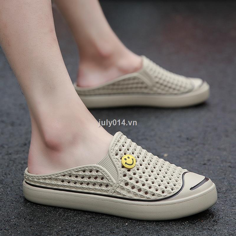 Dép Bít Mũi Đế Mềm Chống Trượt Thoáng Khí Có Lỗ Thoáng Khí Size 38 Thời Trang Mùa Hè Cho Nam