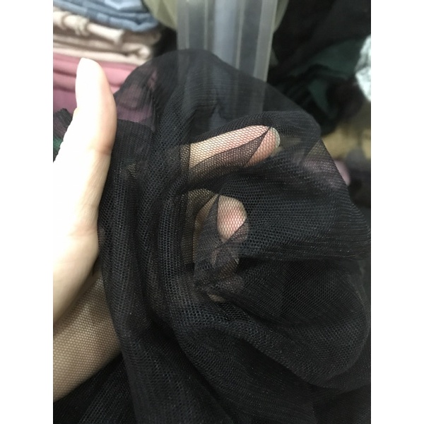 Vải voan lưới màu đen co dãn mềm mịn đẹp may đầm váy,áo kiểu thời trang