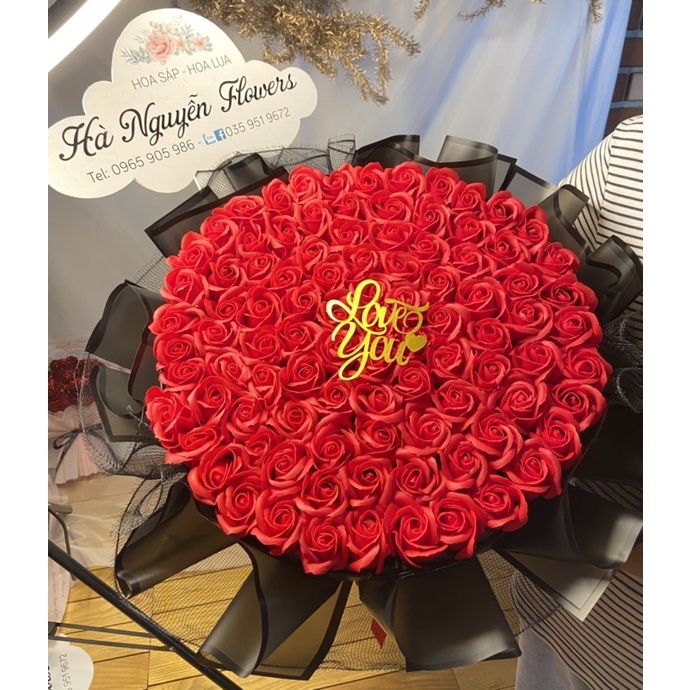 [QUÀ TẶNG SINH NHẬT]_ BÓ HOA HỒNG SÁP 99 BÔNG KẾT HỢP LƯỚi SIÊU SAN( tặng kèm đen nháy và thiệp)