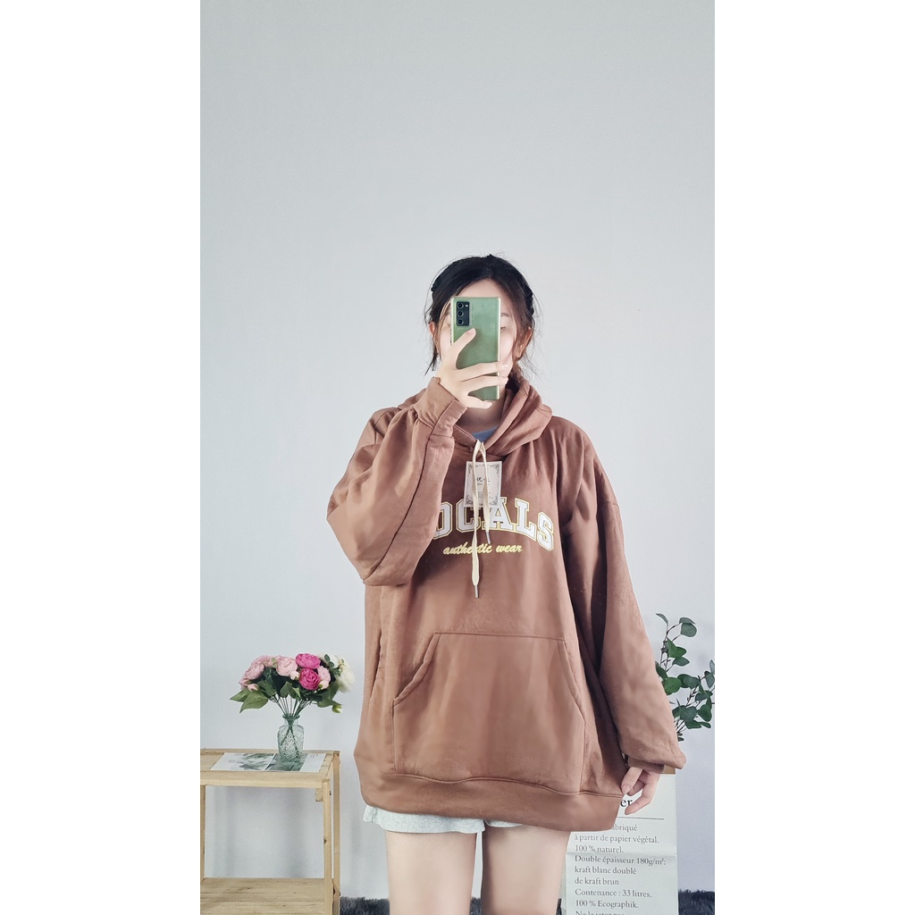 Áo HOODIE nỉ có mũ 2 lớp SAM CLO - Áo khoác chui tay dài thu đông nam nữ freesize form rộng unisex chữ LOCALS