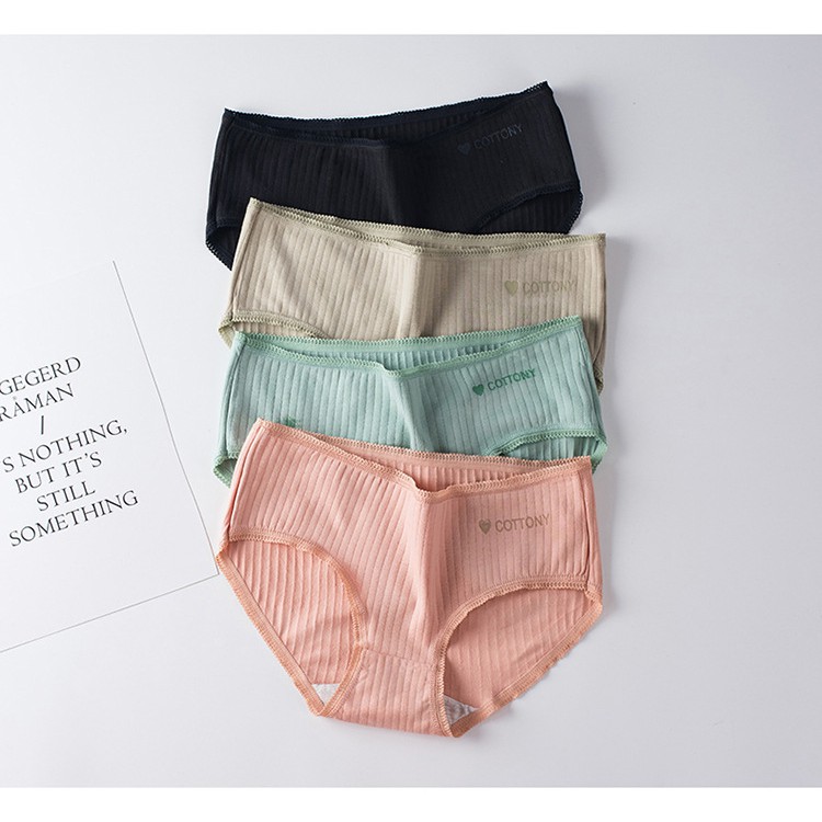 Quần lót nữ cotton gân tăm COTTONY kháng khuẩn thun lạnh dễ thương sexxy gợi cảm (7 màu) | BigBuy360 - bigbuy360.vn