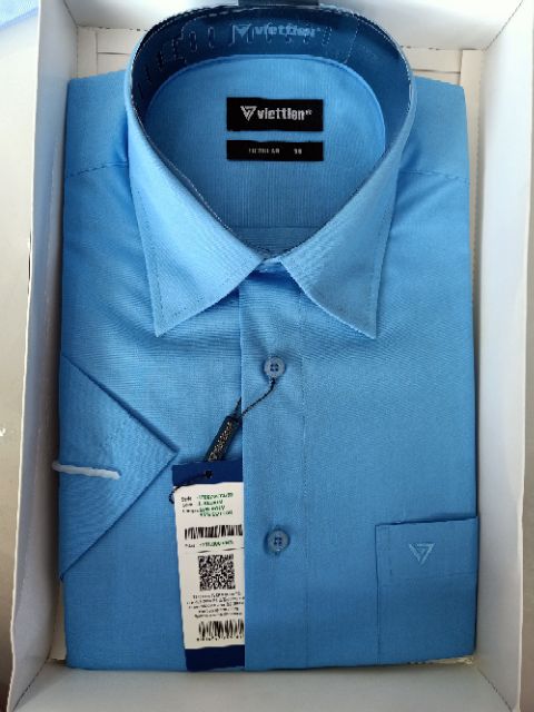 Áo sơ mi Việt Tiến ngắn tay màu trơn