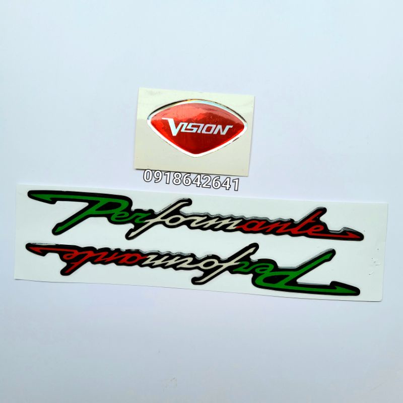 Combo tem chữ performante nổi và logo mặt nạ vision như zin đủ màu