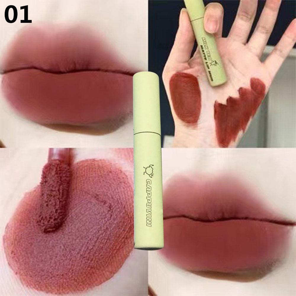 [sweet] 6 colors woman 3D waterproof long-lasting Small tube Matte Mousse Velvet Lip Glaze lipstick