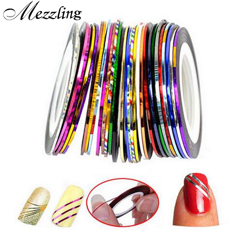 10 Cuộn dây dán trang trí móng tay MISSCHEERING ánh kim loại 3D nhiều màu sắc nghệ thuật
