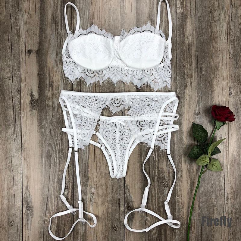 Bộ Đồ Lót Ren 3 Mảnh Gợi Cảm Cho Nữ