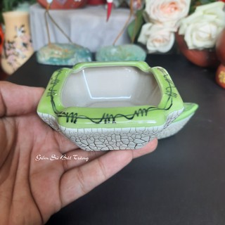 Gạt tàn thuốc lá gốm Bát Tràng men lưới Nhật