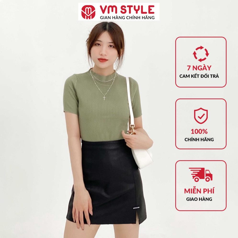 Áo len tăm nữ cộc tay VMSTYLE chất mềm mịn cổ tròn ôm sát body nhiều màu - 22ALU01K31901 !