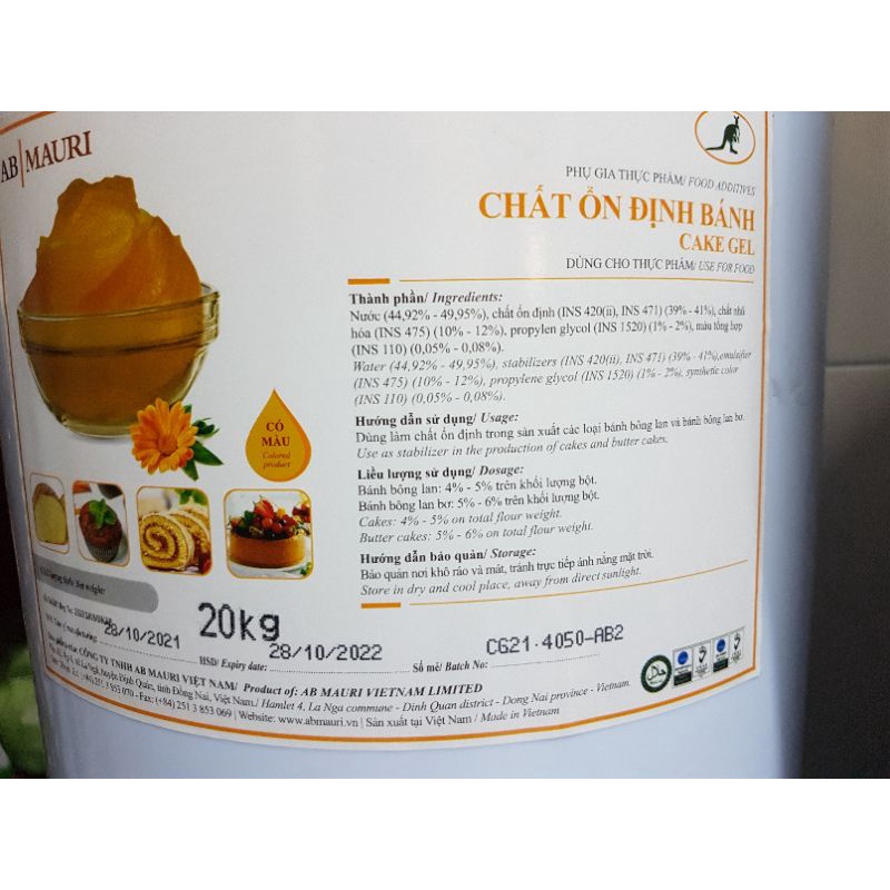 Chất ổn định làm bánh Mauri   xô 5kg  vàng - trắng