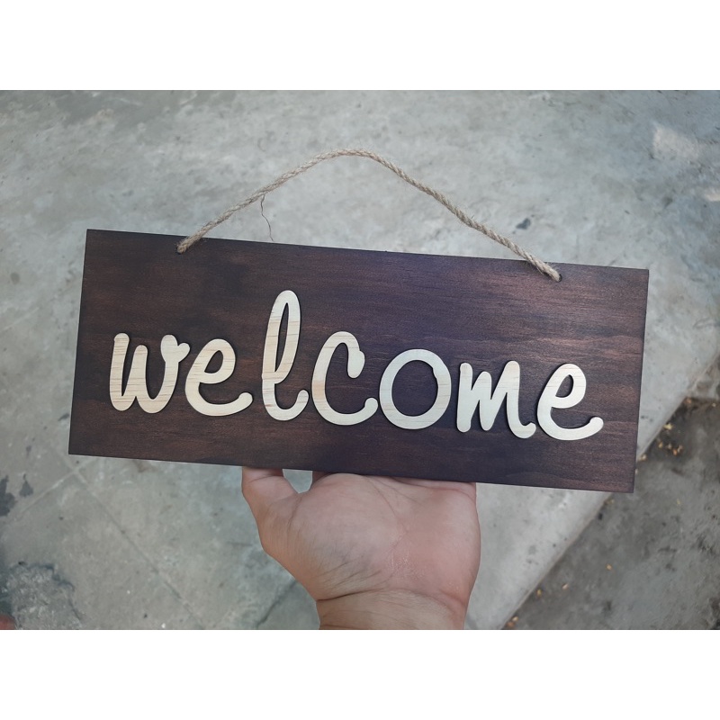 HCM | Bảng gỗ decor WELCOME treo cửa LUXI DECOR HCM