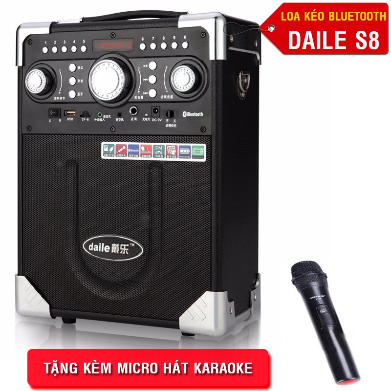 Loa bluetooth karaoke Daile S8 tặng kèm micro không dây