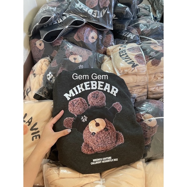 Áo hoodie nam nữ nỉ bông MIKEBEAR in hình gấu form rộng unisex mũ rộng , Áo khoác nỉ có mũ ulzzang phong cách Hàn Quốc