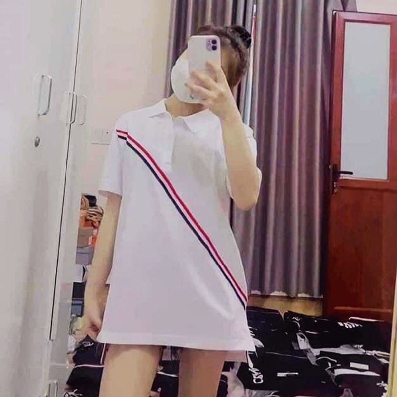 Áo polo Thom nam nữ 3 sọc chéo hot 2022 - ảnh thật khách mặc