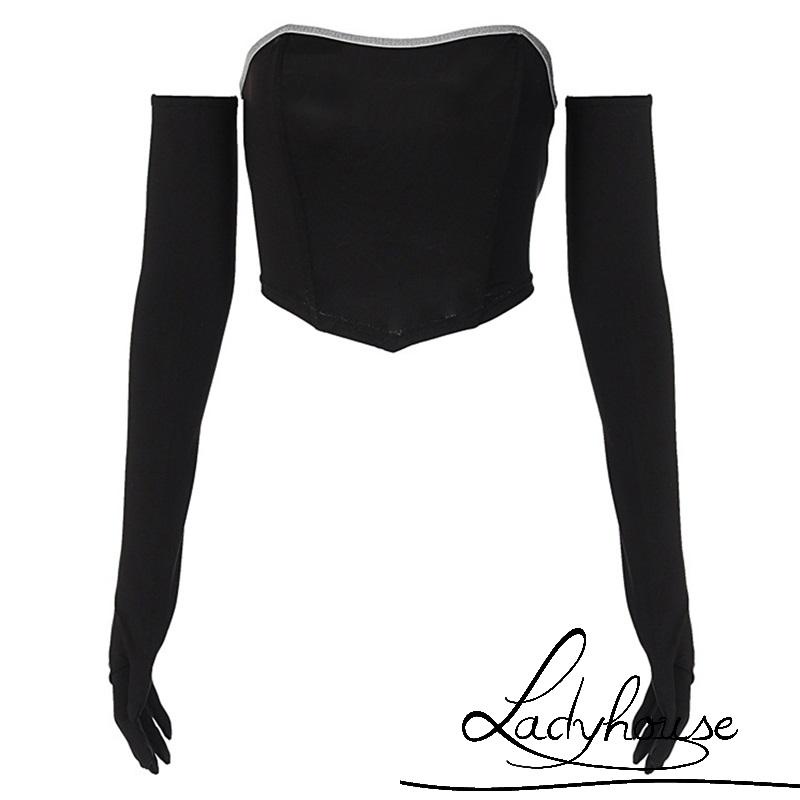 Áo Thun Crop Top Hai Dây Quấn Ngực Màu Trơn Đính Kim Cương Gợi Cảm Thời Trang Mùa Xuân Cho Nữ