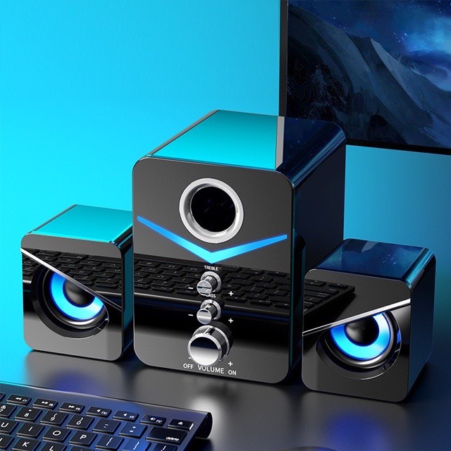 Combo Bộ 3 Loa Máy Tính Super Bass, Âm Thanh Vòm 9D - Có Đèn Led