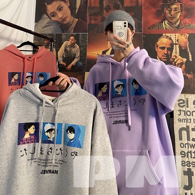 Áo hoodie ba chàng trai ô vuông MARVEL
