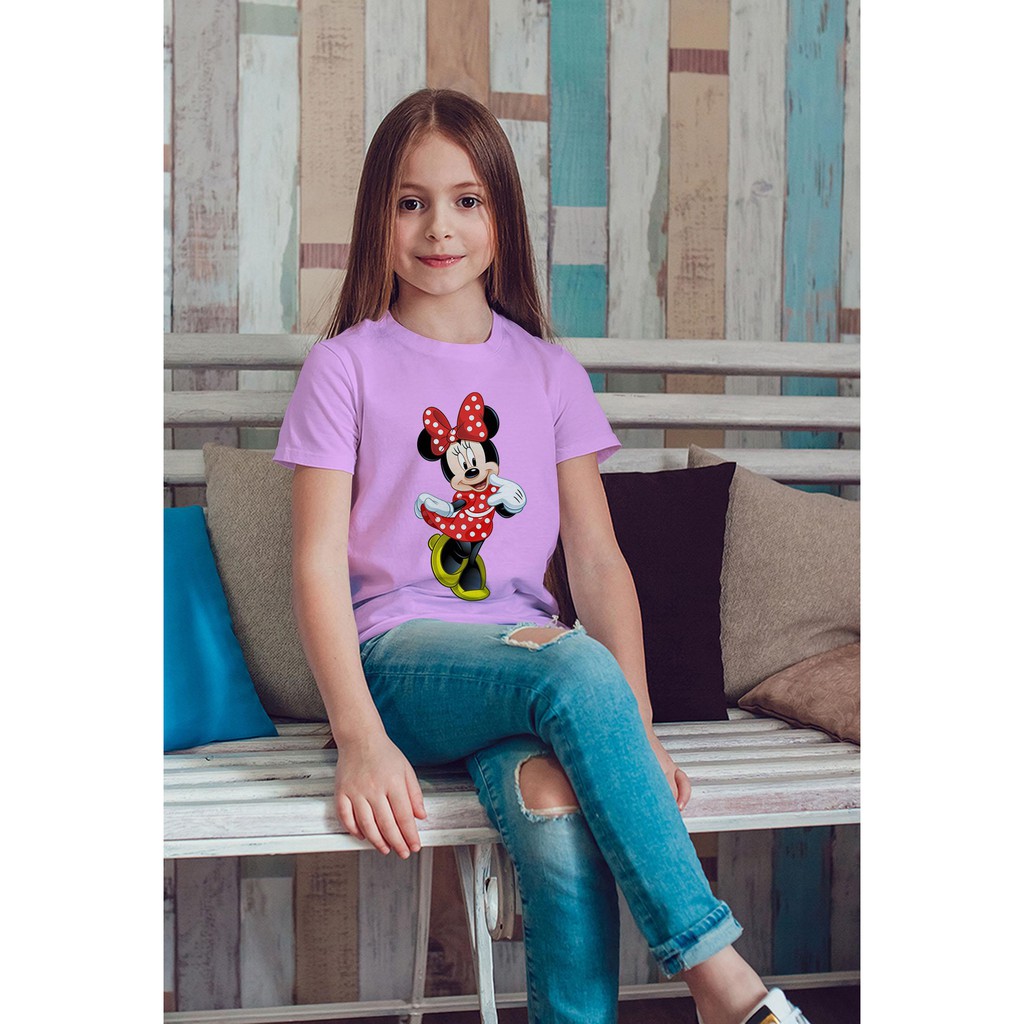 Áo thun Trẻ em in hình chuột mickey làm duyên Cotton Thun Cao Cấp - Dễ Thương Đáng Yêu