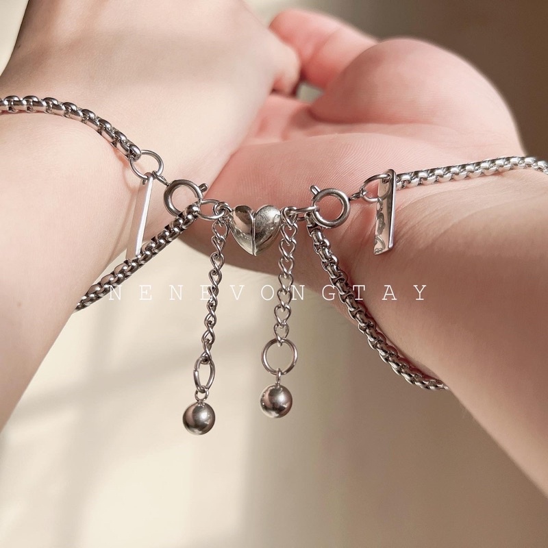 [THÉP KHÔNG GỈ]Vòng tay đôi khắc tên sợi nhỏ chưa kèm nam châm (xích số 4)