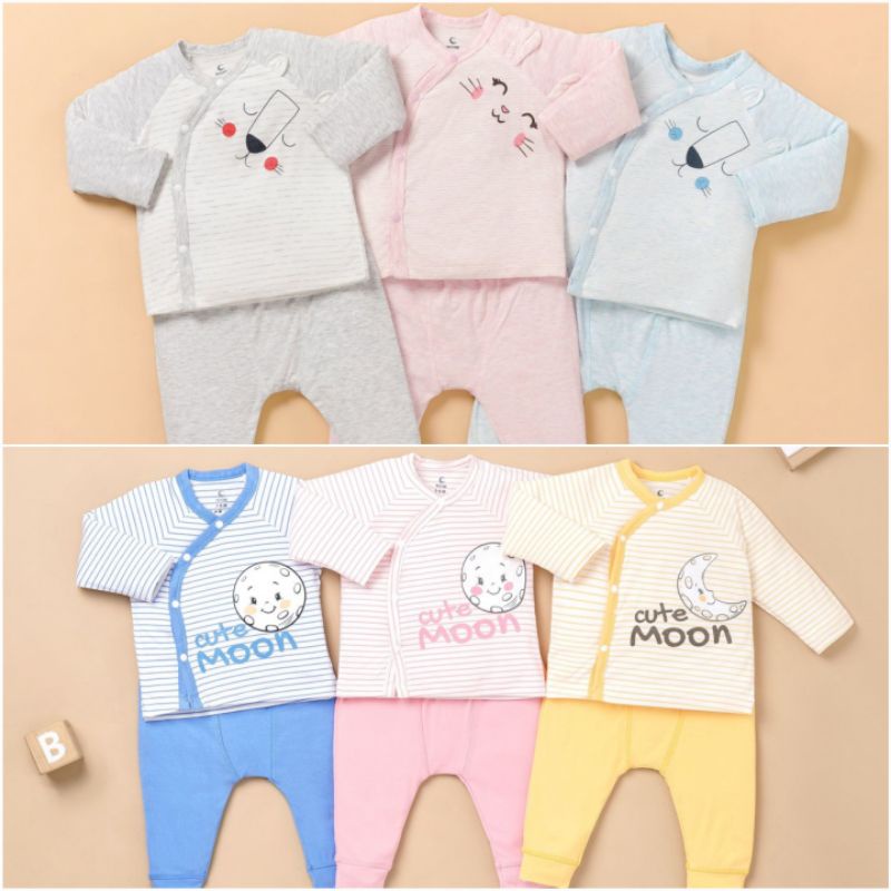 Moon -  Bộ cài chéo dài tay sơ sinh Moon petit cho bé 3-7kg