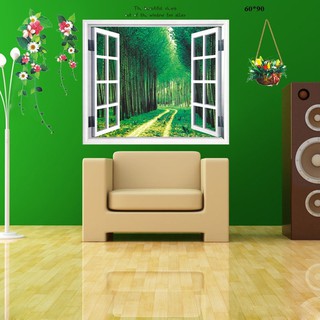 Decal dán tường cửa sổ rừng 2- shop mẹ sói