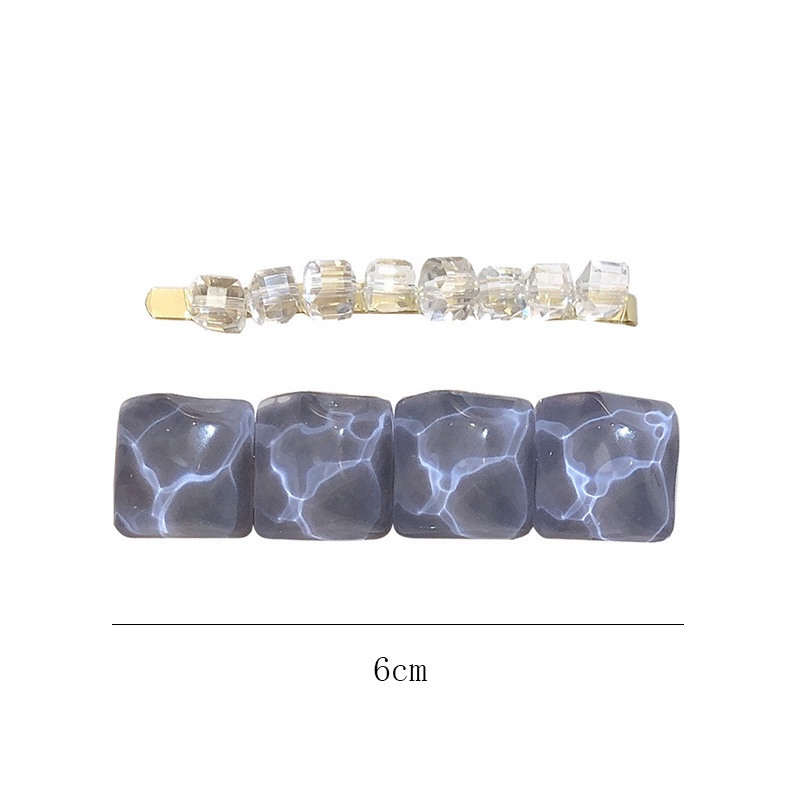 Set 2 Kẹp Tóc Hình Vuông Đính Đá Pha Lê Phong Cách Hàn Quốc