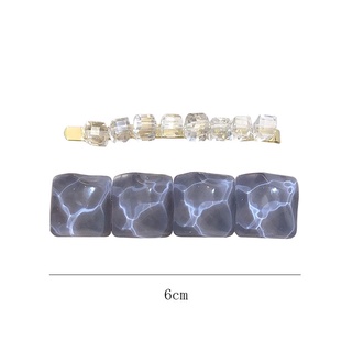Set 2 kẹp tóc đá pha lê vuông phong cách Hàn Quốc