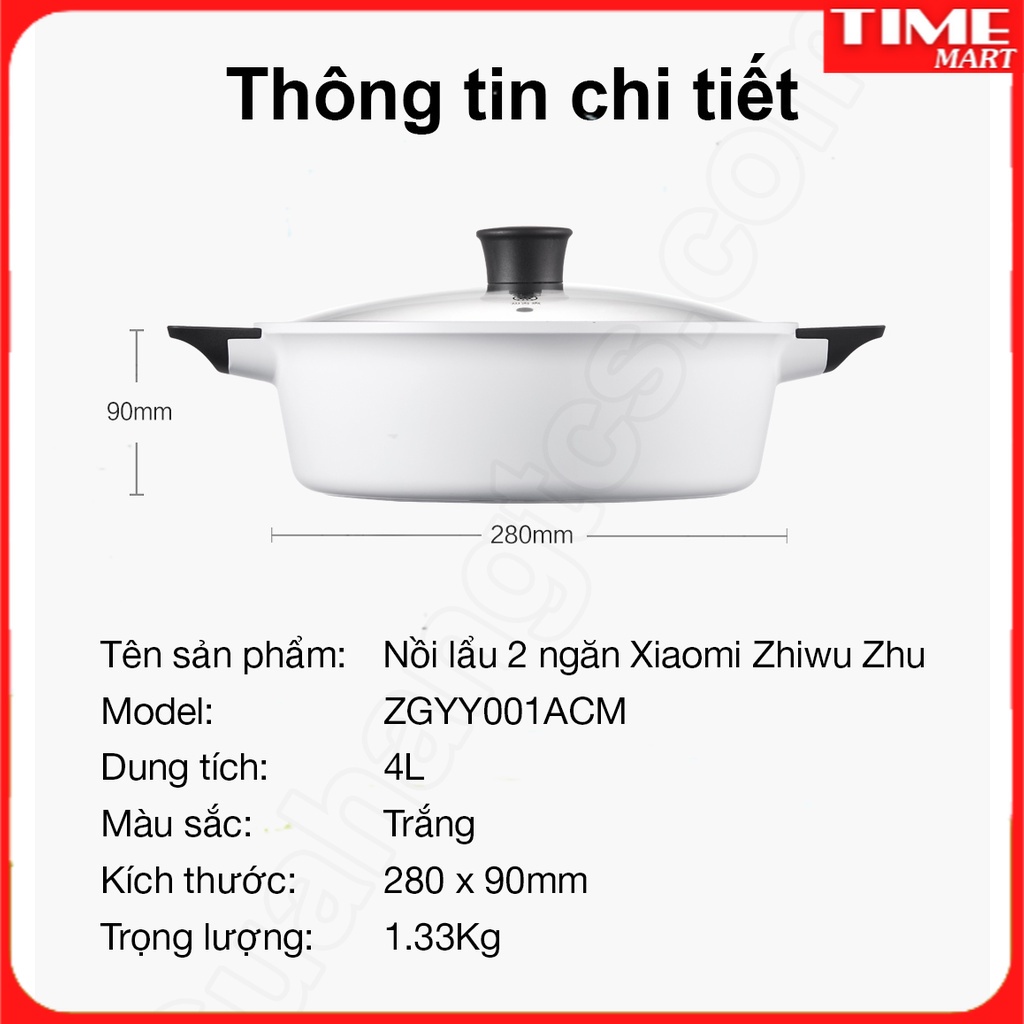 [CHÍNH HÃNG] Nồi lẩu 2 ngăn Xiaomi Zhiwu Zhu ZGYY001ACM. [TIME_MART siêu thị tiện ích gia đình]