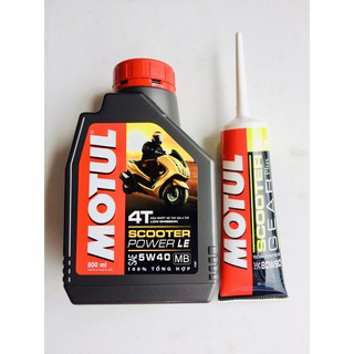 Combo nhớt tay ga MOTUL SCOOTER POWER LE 5W40 0.8 lít & nhớt láp MOTUL Scooter Gear Plus 80W90 GL-5 120ml