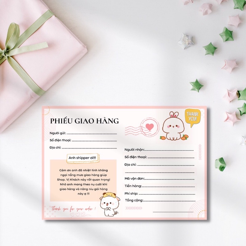 50 tờ Phiếu giao hàng không keo, size 10.5 x 14.5 cm