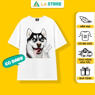 Áo Thun Trắng Nam Nữ Đại Ngáo Husky Siêu Ngầu Có Size Baby | LẠ STORE