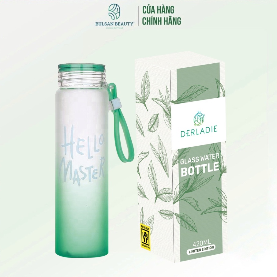 Bình nước thuỷ tinh nhiều màu Derladie Hello Master Water Bottle 420ml Bulsan Beauty