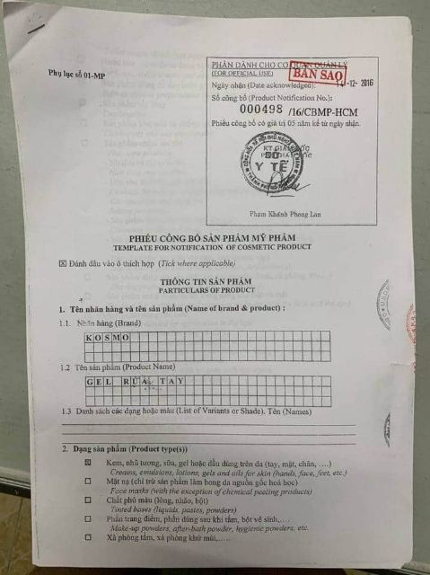 NƯỚC RỬA TAY KHÔ KOSMO 500ml tiện dụng hàng chuẩn