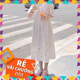 Váy babydoll trắng hoa cúc thắt dây eo 2 mẫu / Đầm suông hoa nhí cộc tay