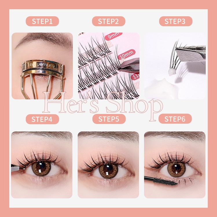 Mi Giả Chùm Tự Nối Trên Và Dưới Tặng Keo Dán Mi Siêu Đẹp - Lông Mi Sợi Tự Nhiên Dễ Nối Tại Nhà EYELASH