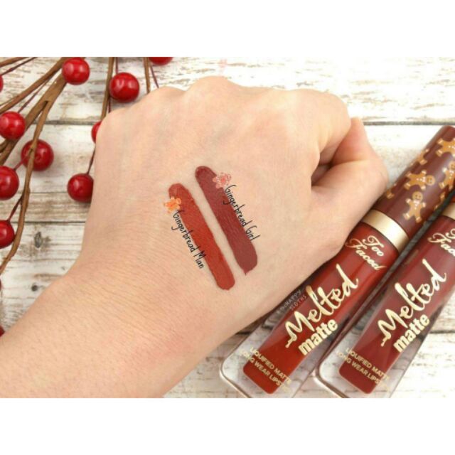 Son kem lì Too Faced Melted Liquid Matte Gingerbread Man & Gingerbread Girl (limited edition)