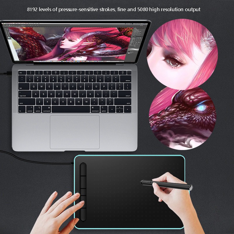Digital Graphic Tablet Writing Pad Drawing Pad Painting Pad for Android Phone Laptop IMac Windows Computer Blue