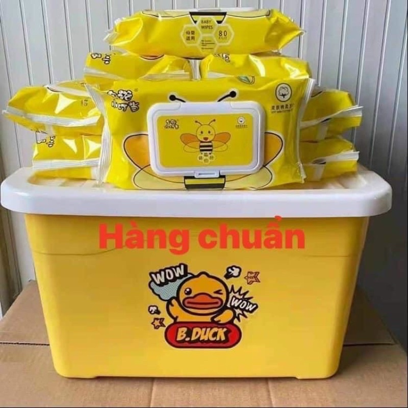 Khăn Giấy Ướt Con Vịt Vàng Siêu Hot 2022- 10 Bịch Tặng Kèm Thùng Con Vịt Duck