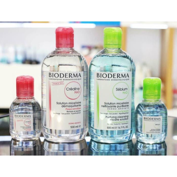 Nước Tẩy Trang Bioderma Crealine H2O Solution Micellaire Nắp Nhún Màu Hồng 500ml-askin1004