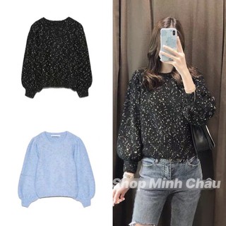 (Sẵn)Áo len tay phồng Zarrraa dư sịn, 2 mầu